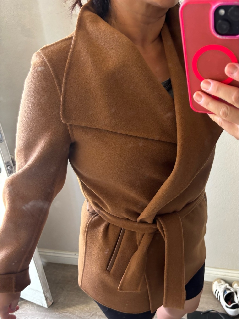 Mackage Women's Camel Brown Draped Wool-Blend Pea Coat like new